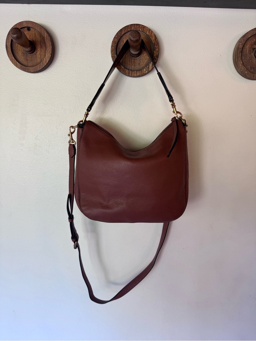Banana Republic Leather Hobo Shoulder Bag in Dark Brown 11x8x4